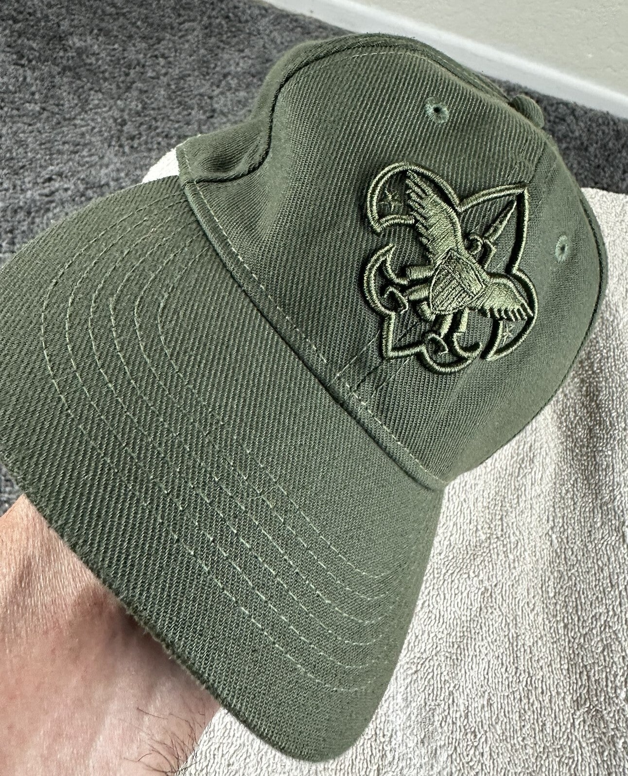 Boy Scouts of America BSA Olive Green Flexfit Stretch Uniform Cap Baseball Hat