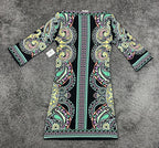 ECI New York Dress Womens S Small Black Multi Geometric Paisley Stretch NWT