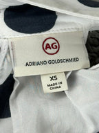 AG Adriano Goldschmied Tank Top Womens XS White Black Polka Dot Halter Neck Tie