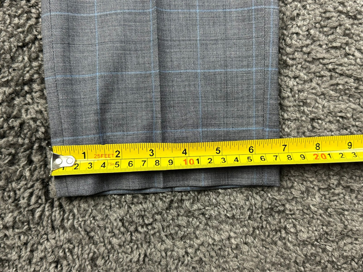 Bonobos Mens Dress Pants 29x32 Slim Fit Grey Blue Plaid Wool Blend Flat Front