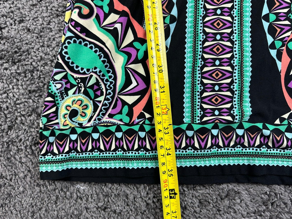 ECI New York Dress Womens S Small Black Multi Geometric Paisley Stretch NWT