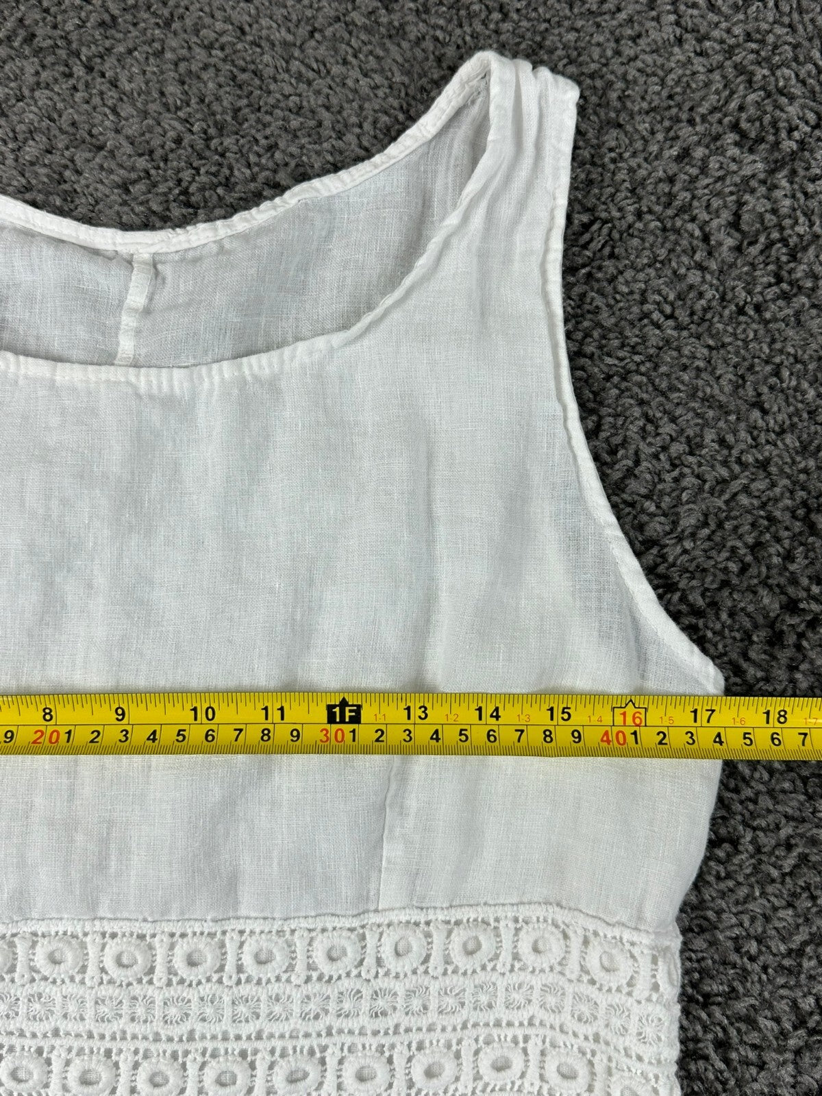 Pronto Moda Sally 100% Linen White Dress Womens Made in Italy Lace Sz XL 12