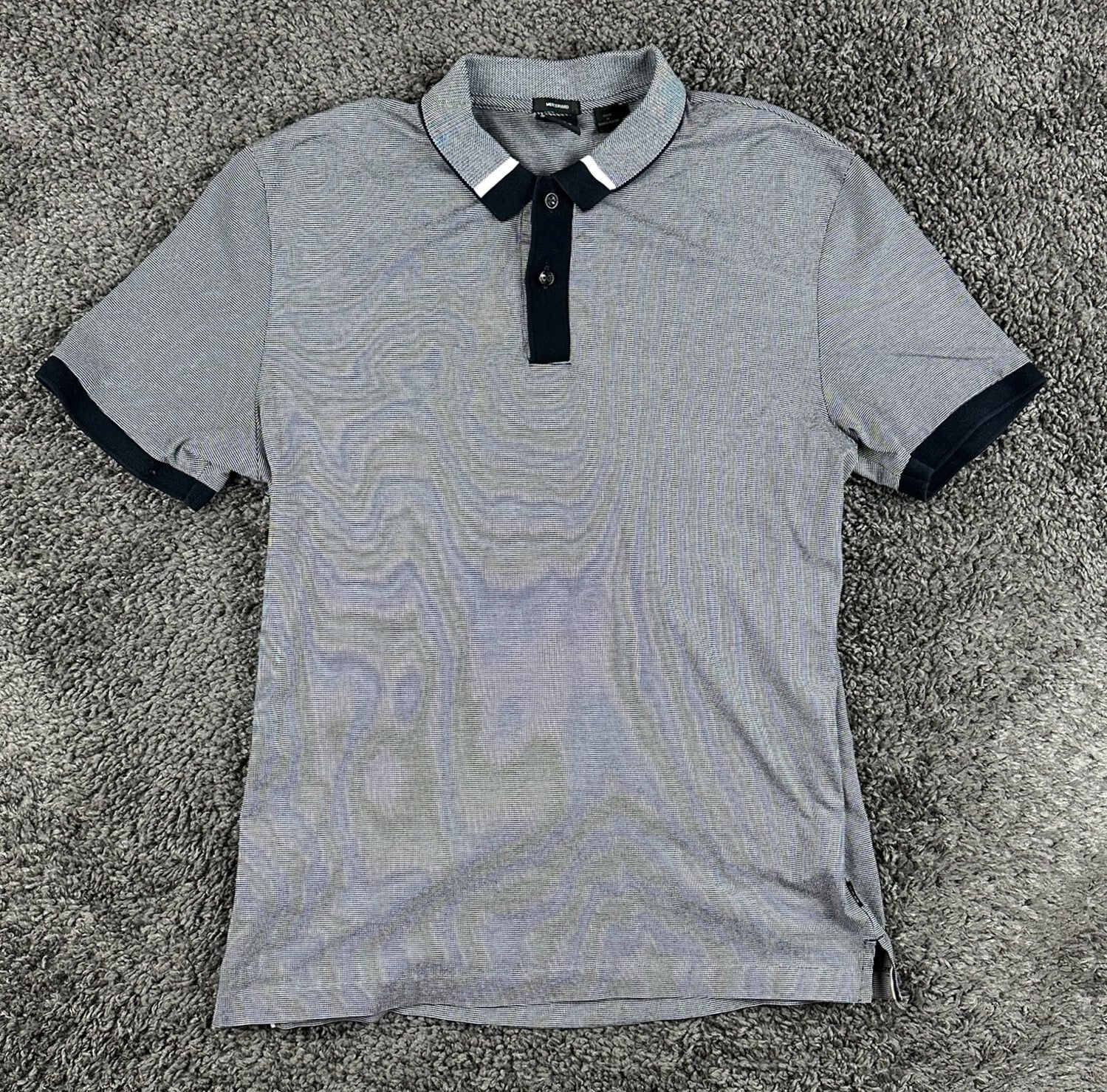 BOSS Hugo Boss Parlay 192 Mercerized Polo Shirt Men Gray Black Micro Pattern M