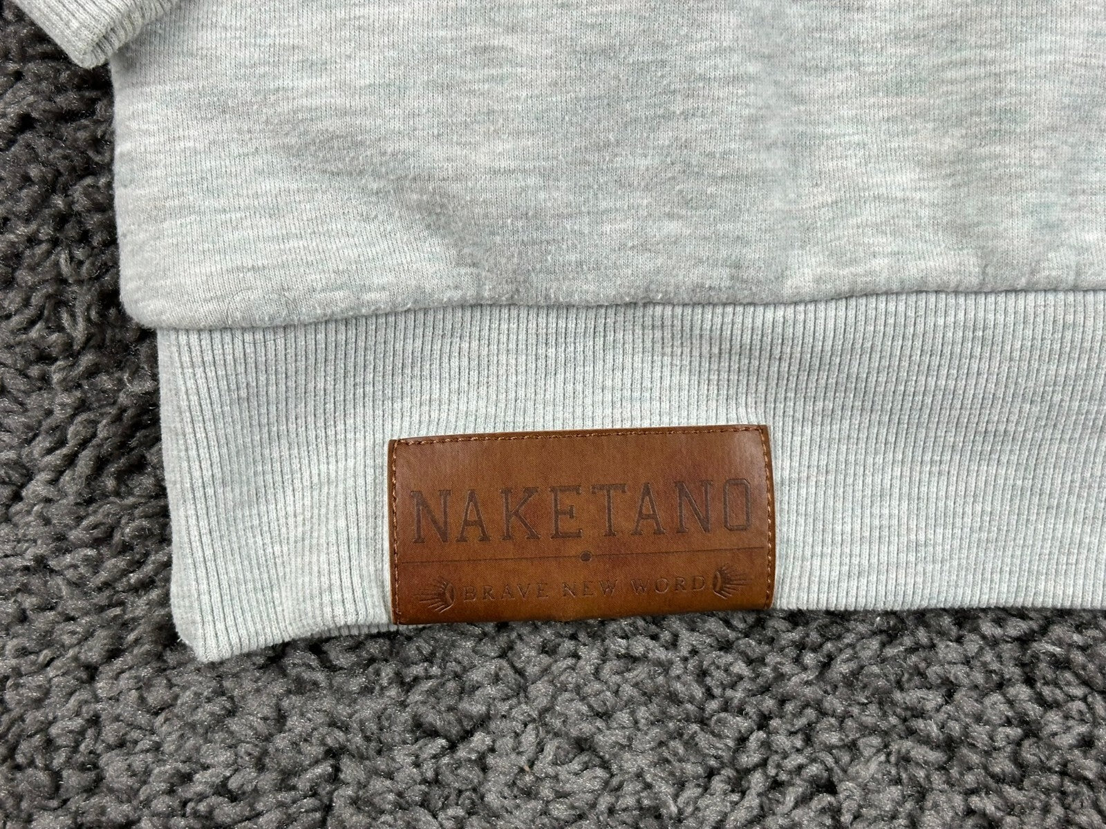 Naketano Womens Gray Cowl Neck Hoodie Pullover Sweatshirt Owl Rope Patch Sz M