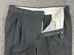 Pronto Uomo Mens Dress Pants Black 100% Wool Pleated Cuffed Trousers Size 38x29