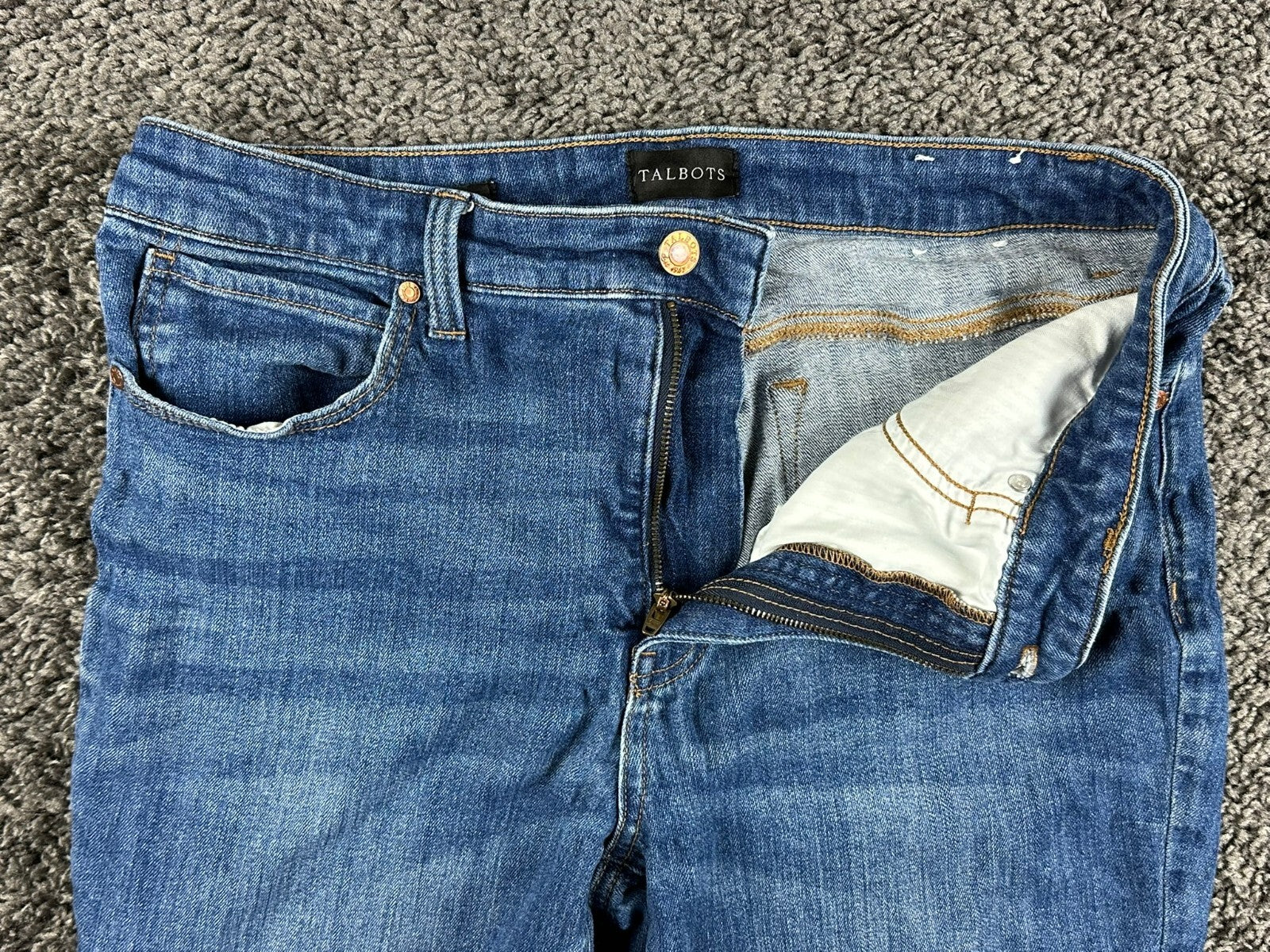 Talbots Straight Leg Jeans Womens Blue Stretch Denim Medium Wash Classic Pants 8