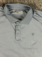 Ariat TEK Heat Series Polo Shirt Mens XL Gray Short Sleeve Equestrian Workwear