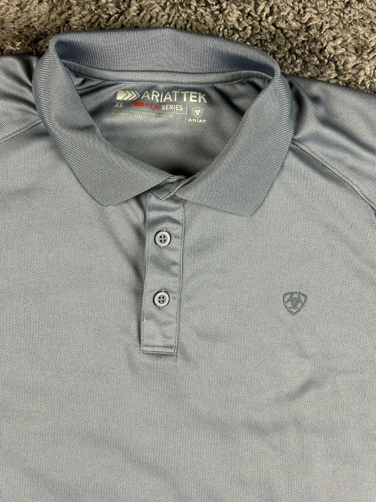 Ariat TEK Heat Series Polo Shirt Mens XL Gray Short Sleeve Equestrian Workwear