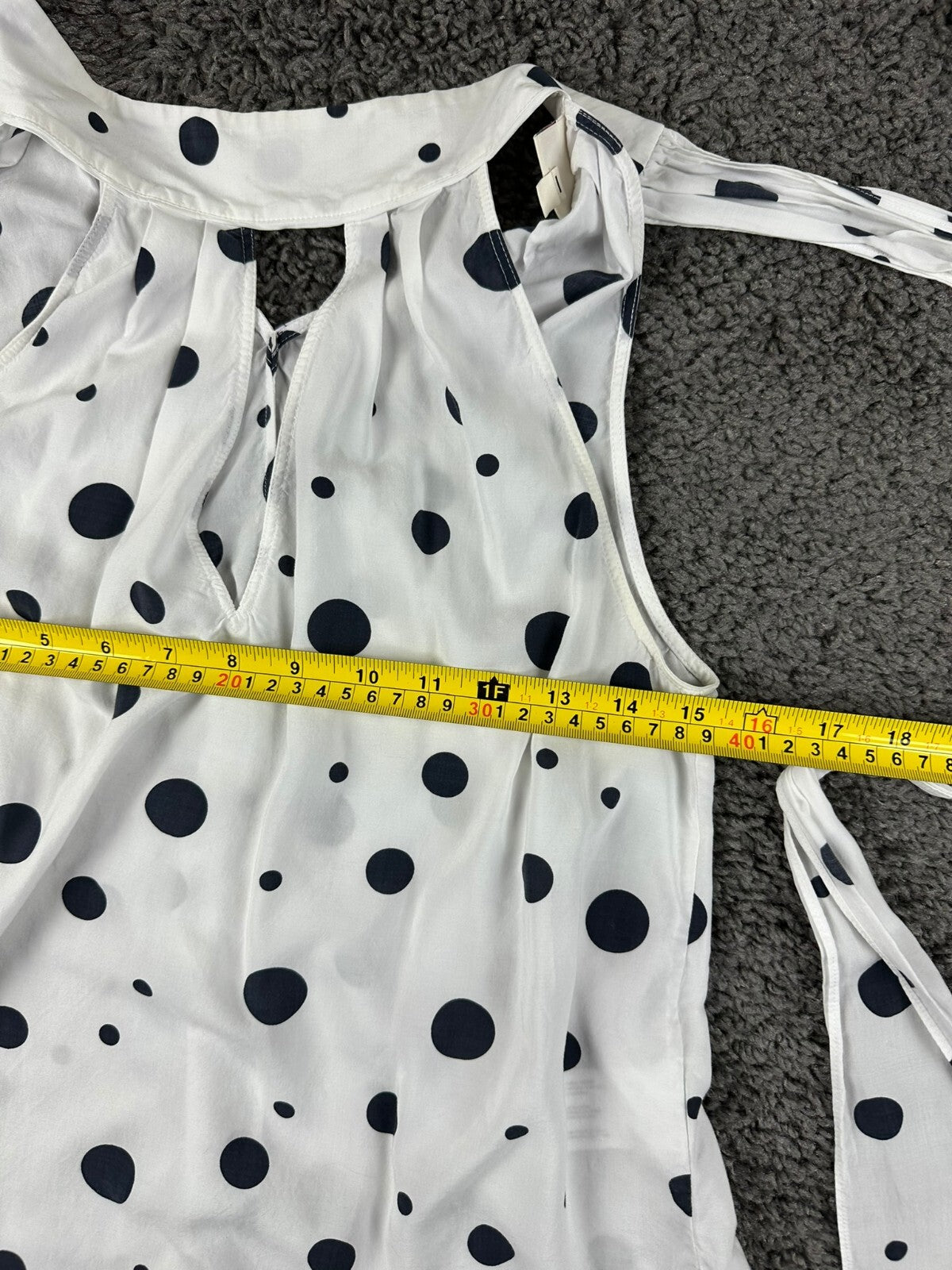 AG Adriano Goldschmied Tank Top Womens XS White Black Polka Dot Halter Neck Tie