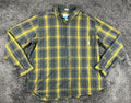Columbia Cooper Lake Mens Plaid Shirt Yellow Gray Long Sleeve Button Down Sz XL