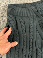 Rocawear Carlton Cable Knit Joggers Mens L Black Striped Sweatpants Sweater Knit