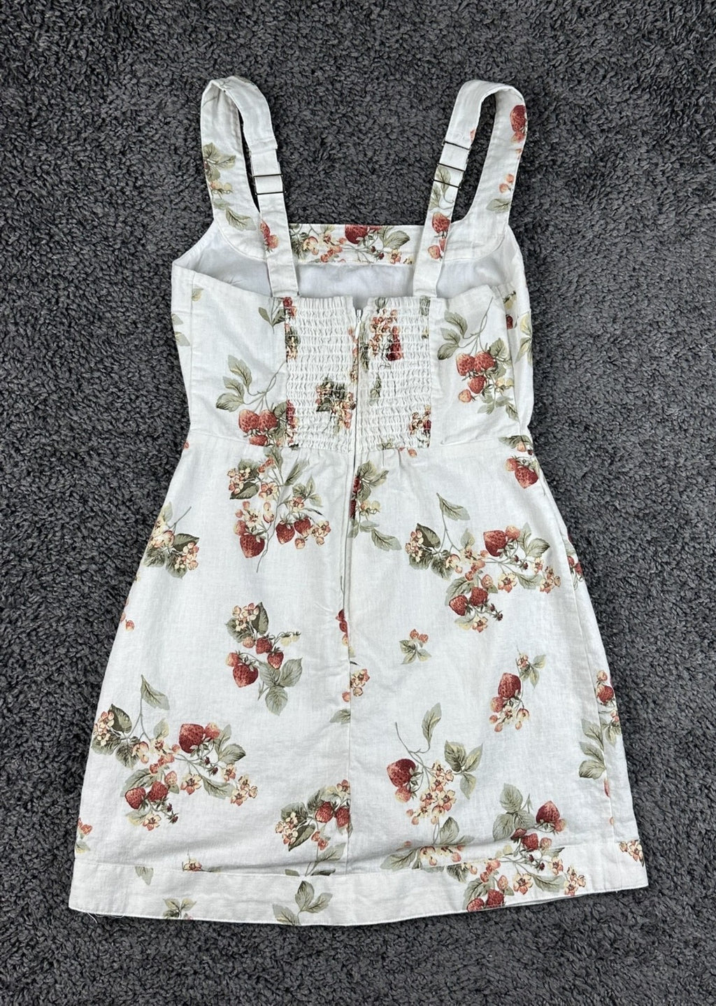 Abercrombie & Fitch Dress Womens XSP Sundress White Strawberry Linen