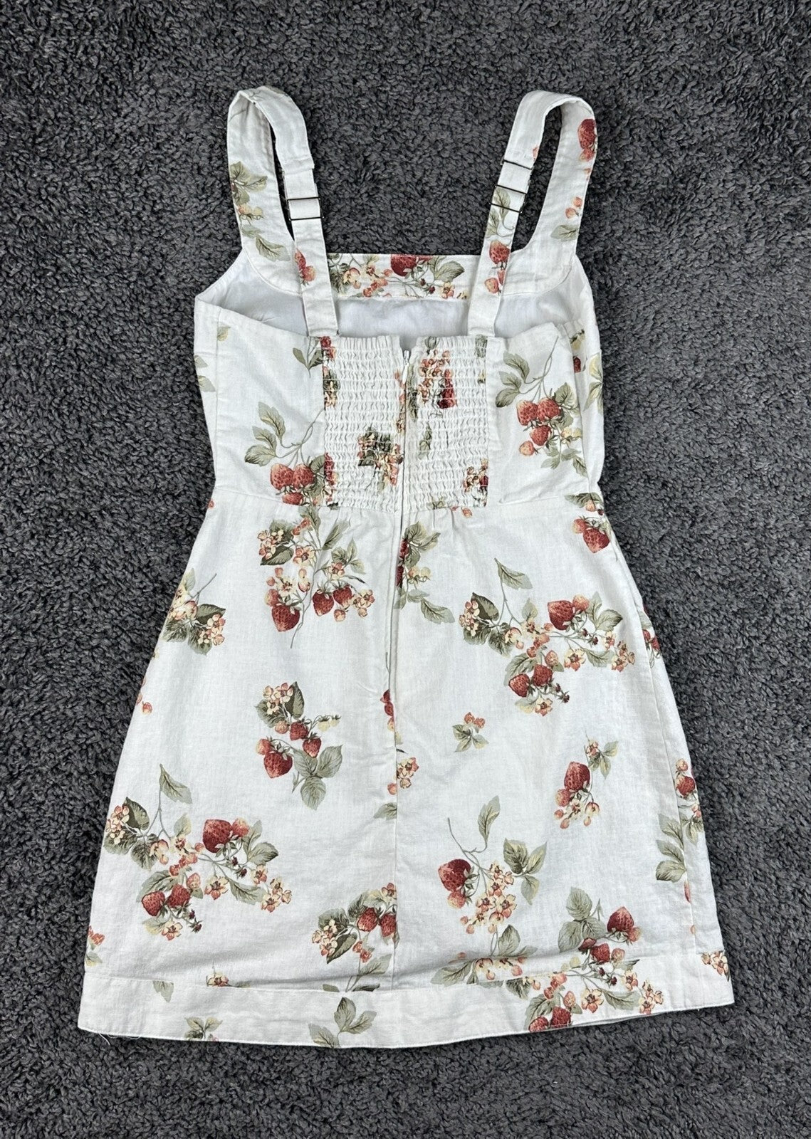 Abercrombie & Fitch Dress Womens XSP Sundress White Strawberry Linen