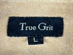 Vintage 90s True Grit Mens L Tan Chamois Button-Up Shacket Long Sleeve Shirt