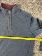 Tommy Bahama Quarter Zip Pullover Mens XL Reversible Blue Burgundy Marlin