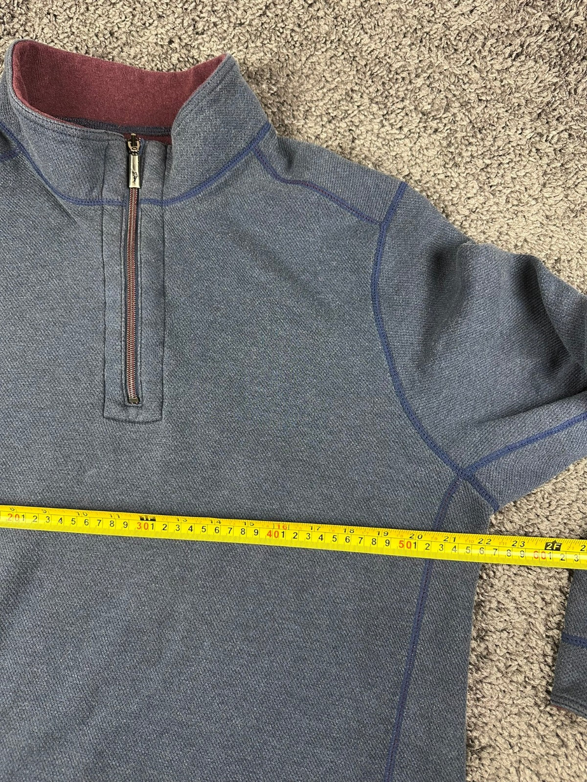 Tommy Bahama Quarter Zip Pullover Mens XL Reversible Blue Burgundy Marlin