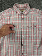 John Varvatos USA Men's Plaid Cotton Short Sleeve Button Down Shirt Small