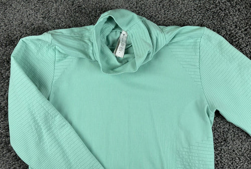 Athleta Flurry Blizzard Turtleneck Womens Mint Green Thumbhole Seamless Sz M