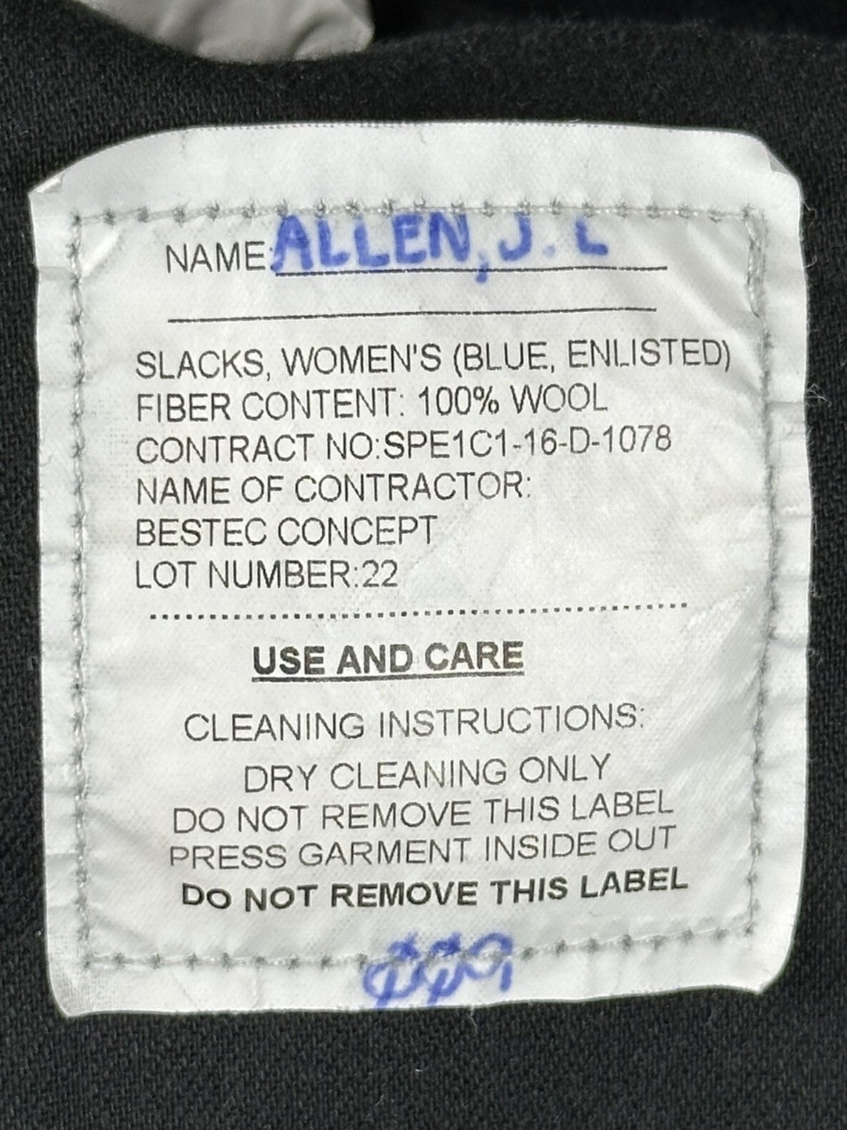 US Navy Crackerjack Pants Dress Blue Wool Slacks Defense Logistics Women's 10MR