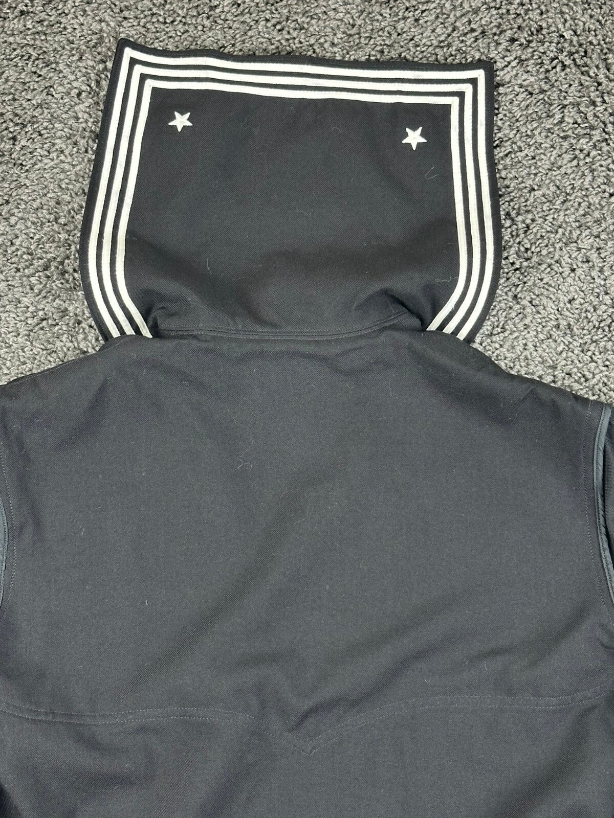 Vintage US Navy Dress Blue Jumper Men Black Wool Sailor Uniform Shirt Top Sz 38L
