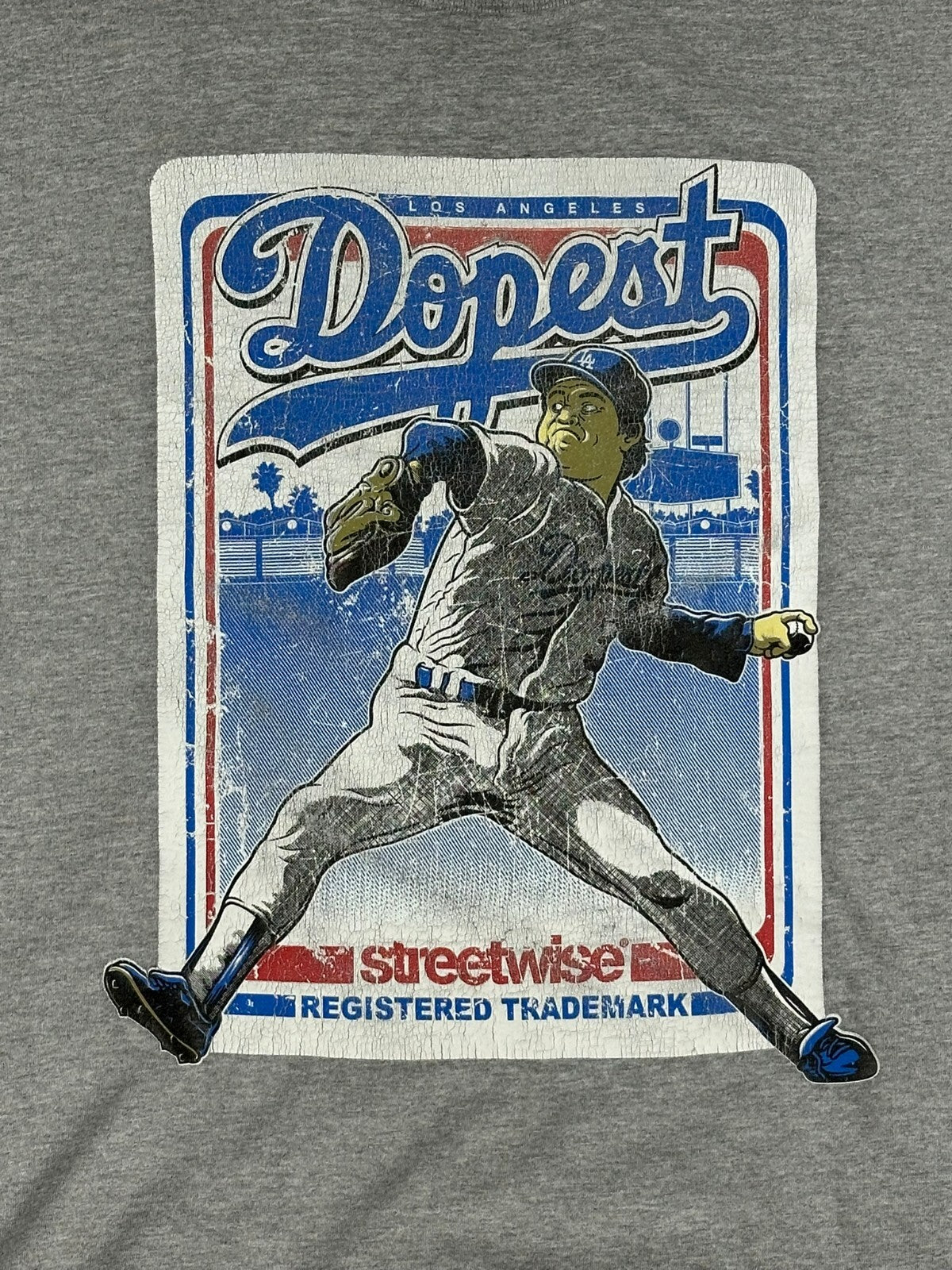 Streetwise Mens XL Gray LA Dopest Fernando Valenzuela Baseball T-Shirt