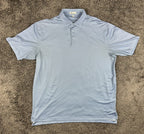 Peter Millar Mens XL Light Blue Micro Dot Performance Golf Polo Shirt Stretch