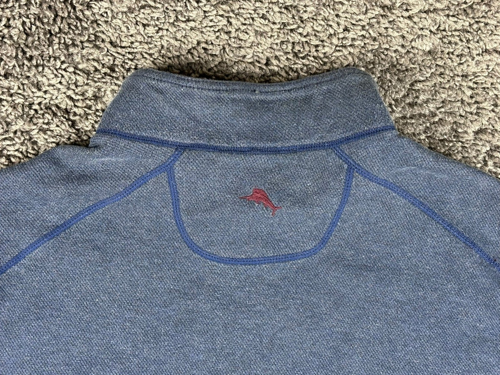 Tommy Bahama Quarter Zip Pullover Mens XL Reversible Blue Burgundy Marlin