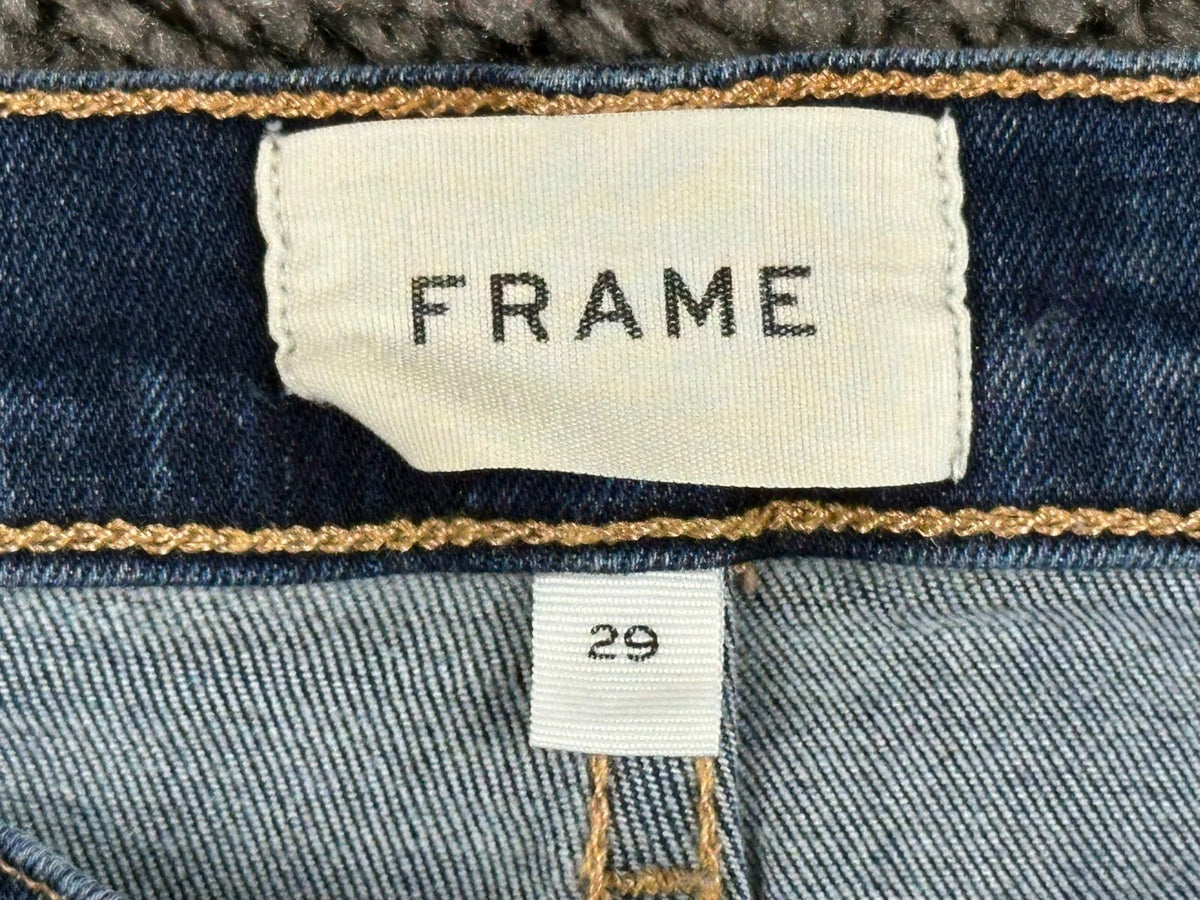 FRAME Womens 29 Le High Skinny Jeans Copa Wash Split Hem Blue Denim USA