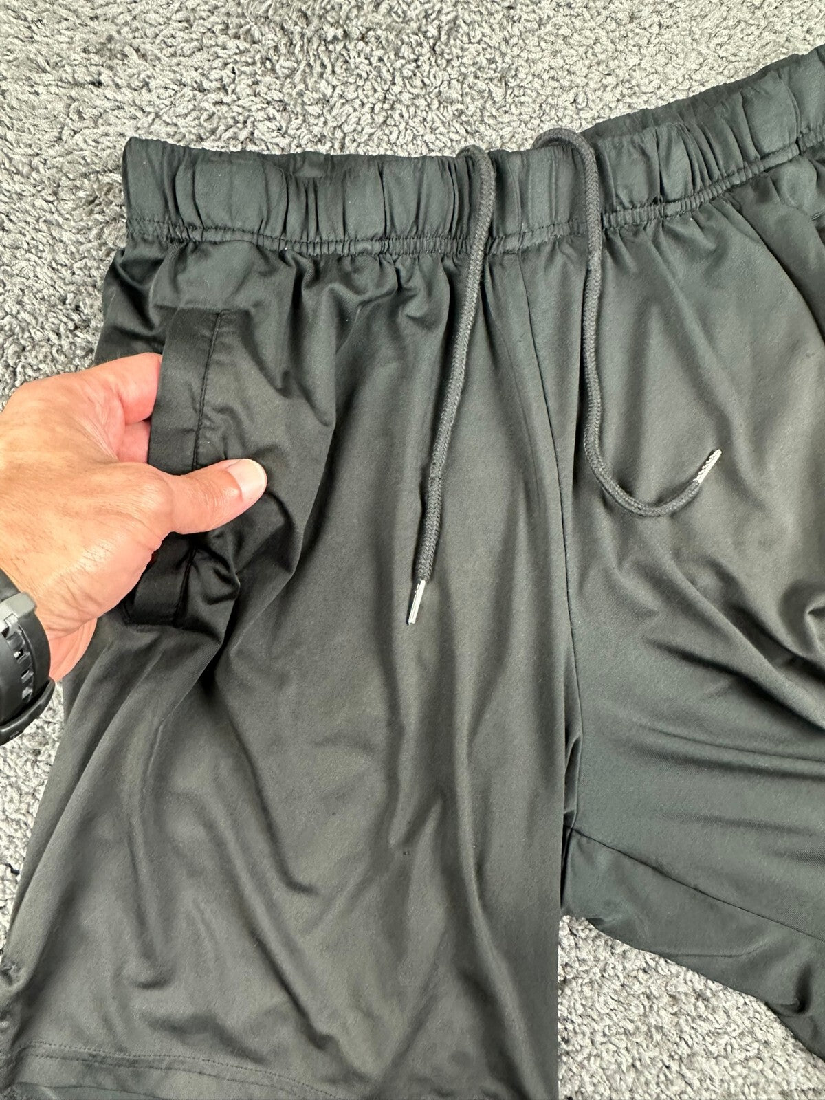 LEG3ND Mens Black Athletic Shorts 8 Inseam Stretch Performance Gym Running Sz M
