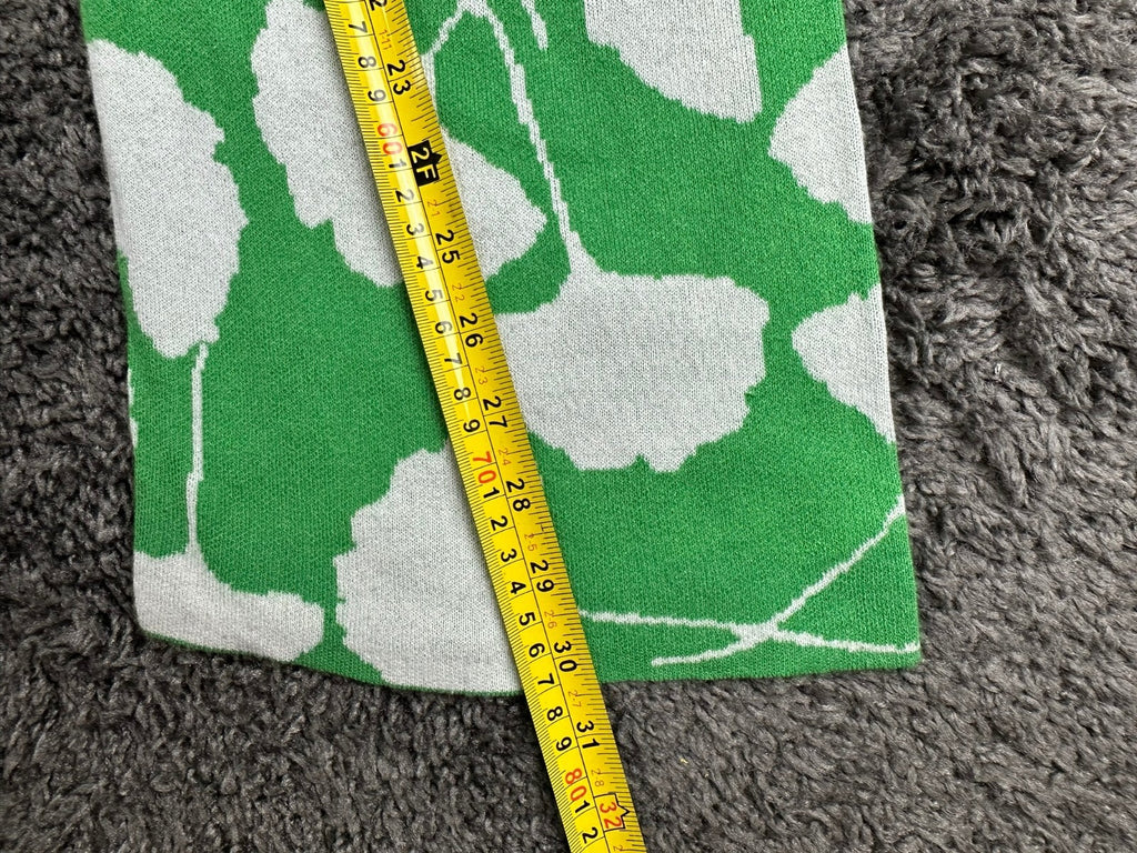 Diane von Furstenberg Womens M Green Ginkgo Sweater Knit Flare Pants
