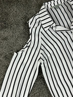 Valerie Stevens Womens Striped Button Up Cold Shoulder Blouse Shirt Sz M NWT
