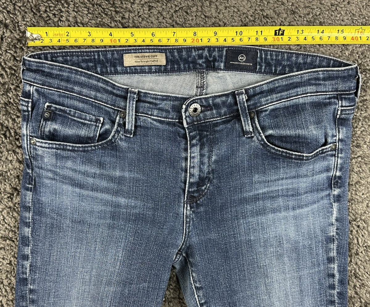 AG Adriano Goldschmied Womens 30 The Stevie Cuff Slim Straight Jeans Blue