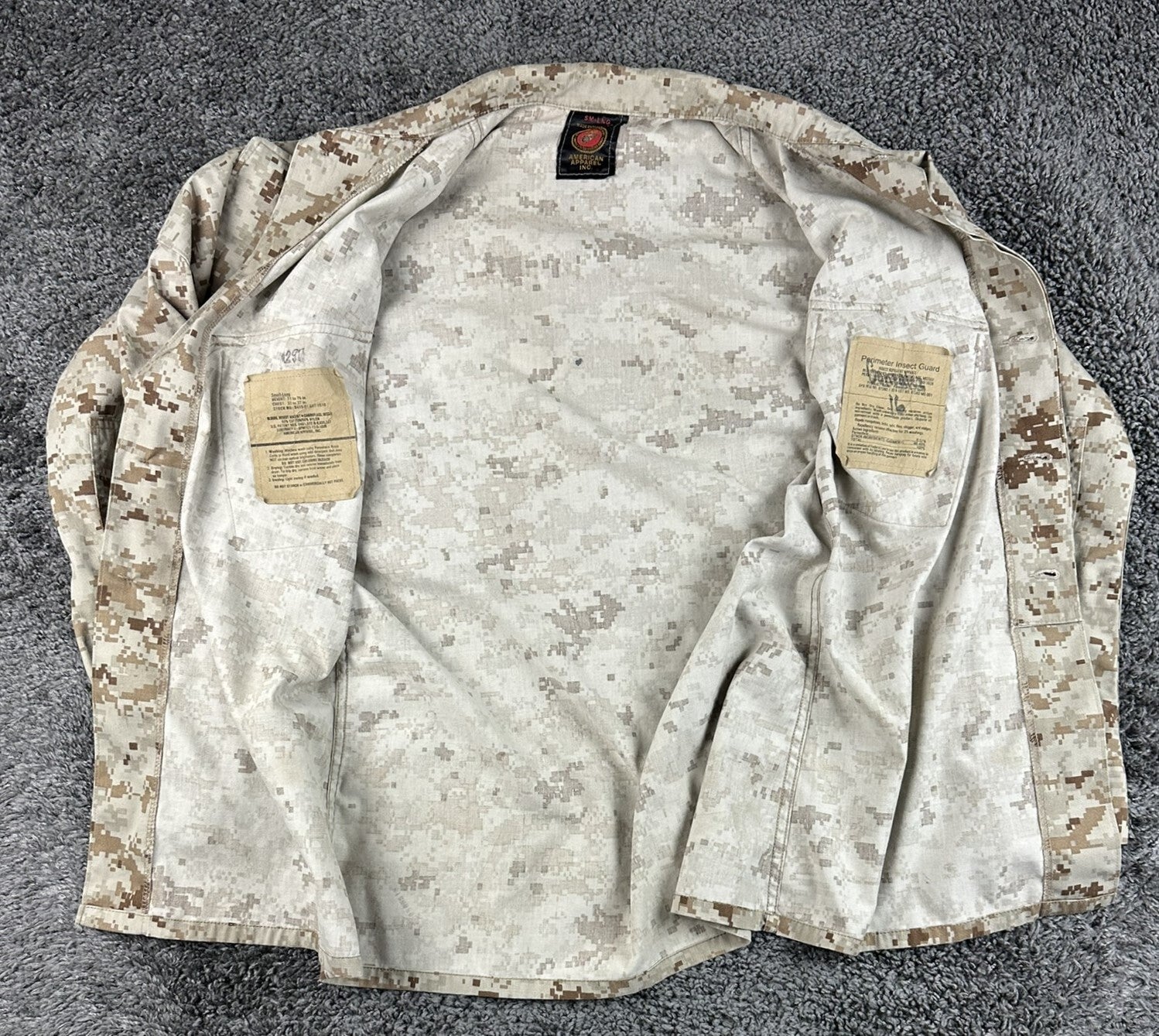 USMC Desert MARPAT Camo MCCUU Combat Blouse Shirt American Apparel Long Sz Small