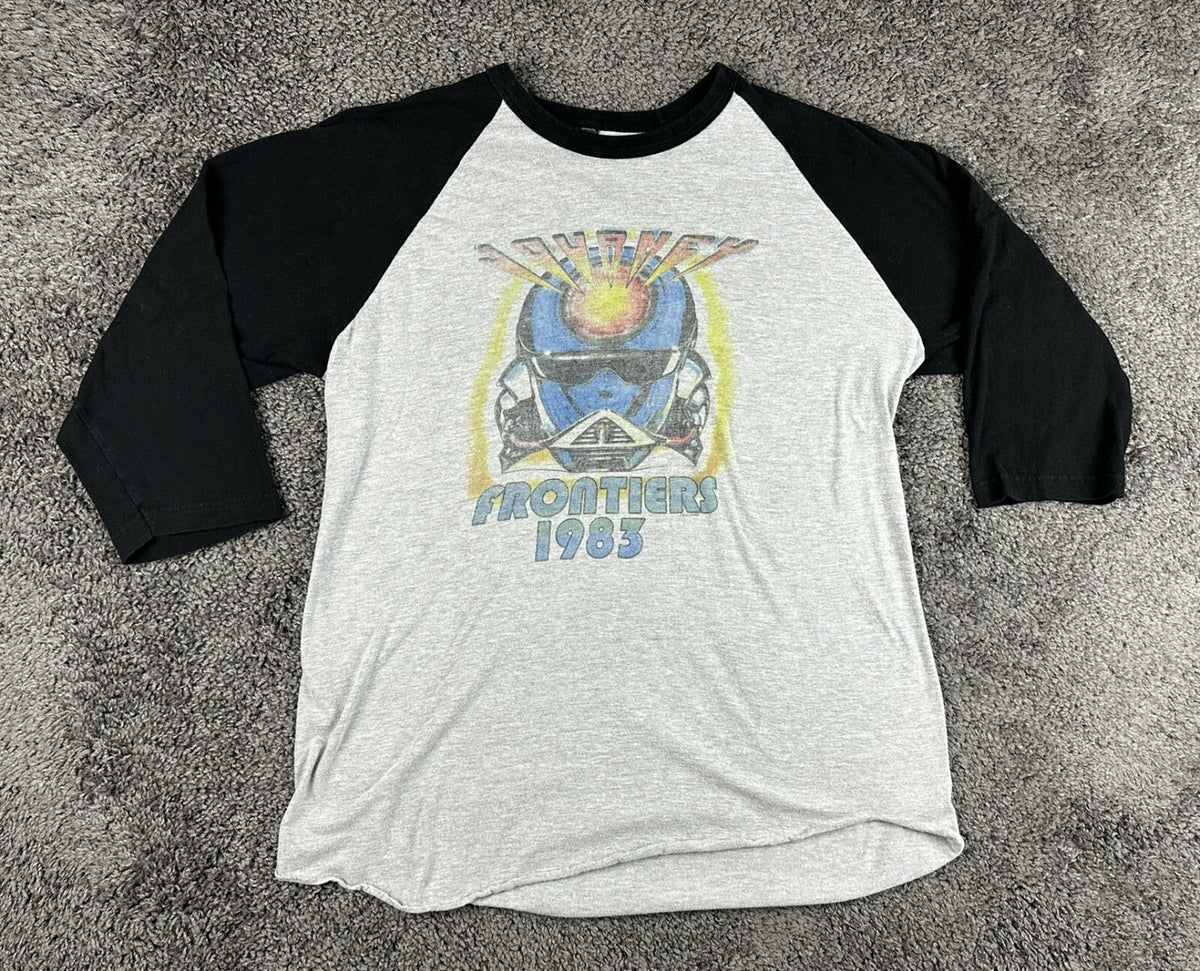 Journey Band Frontiers 1983 Tour Mens XL Gray Black Raglan 3/4 Sleeve T-Shirt