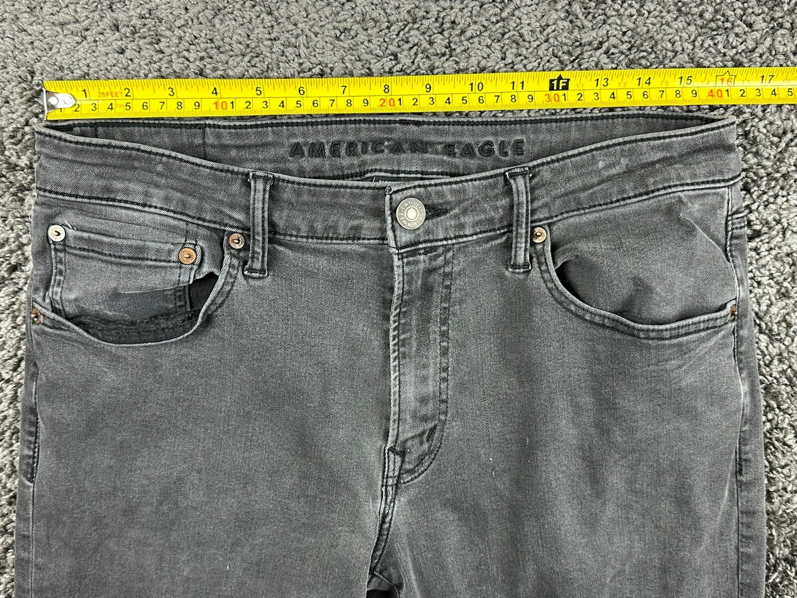 American Eagle Next Level Flex Jeans Mens Black Straight Stretch Denim Sz 34x34