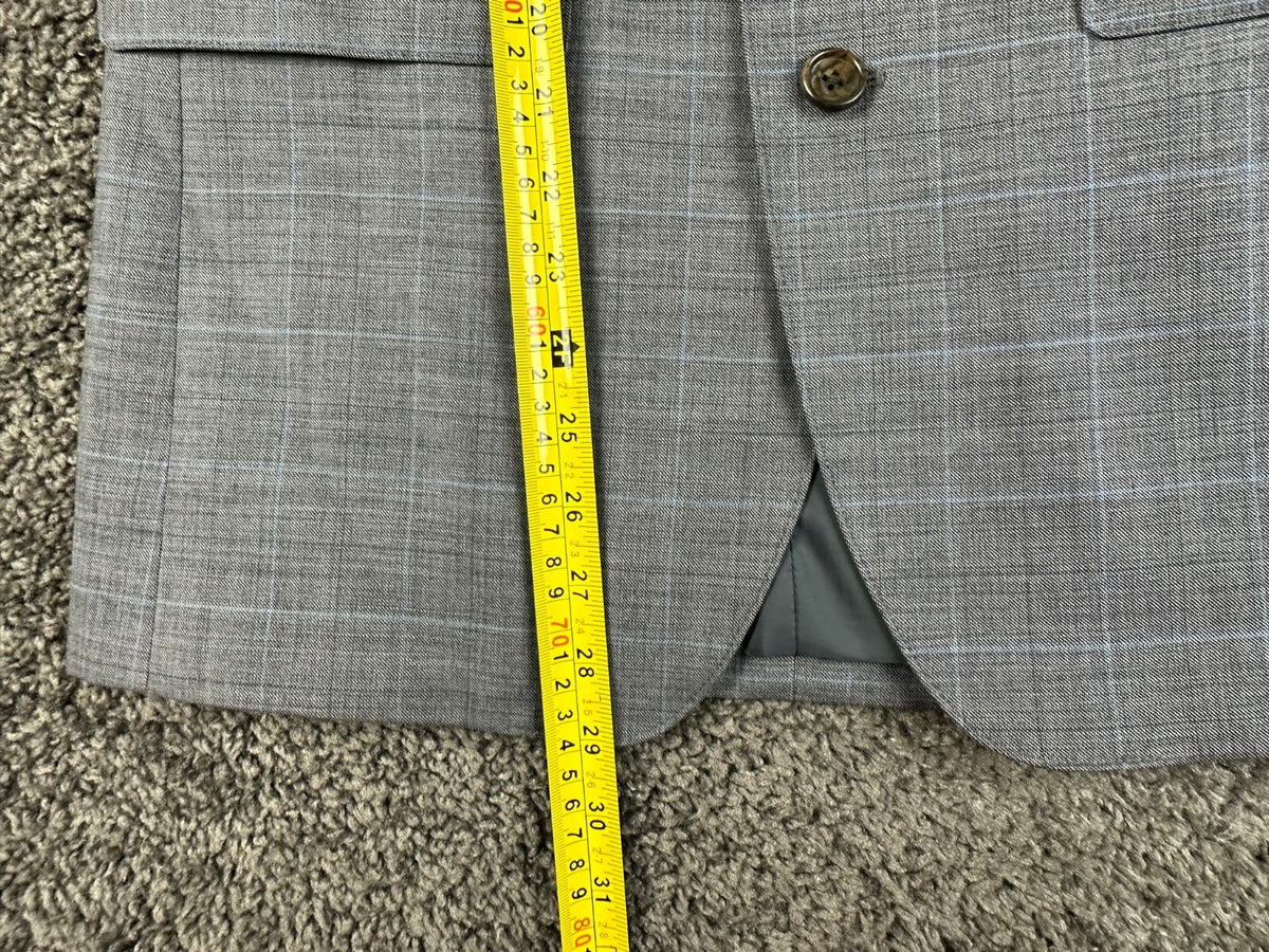 Bonobos Men's 38R Gray Plaid Slim Fit Wool Suit Jacket Blazer