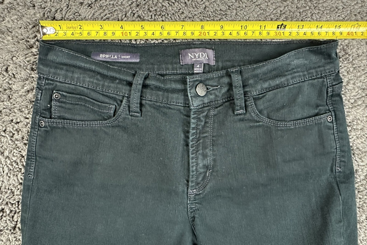 NYDJ Briella Womens 4 Black Roll Cuff Bermuda Jean Shorts