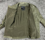 VEDA Leather Jacket Women Olive Green Asymmetrical Moto Wool Knit Silk Sz M