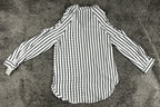 Valerie Stevens Womens Striped Button Up Cold Shoulder Blouse Shirt Sz M NWT
