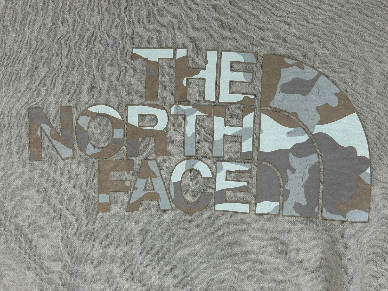 The North Face Half Dome Hoodie Men Tan Beige Camo Logo Pullover Sz Large