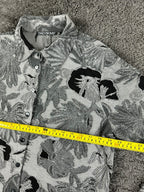 Vintage 90s Snoskins Womens XL Black Grey Floral Button Up Shirt Textured USA