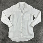 Sigrid Olsen 100% Linen Long Sleeve Shirt Womens White Button Down Roll Tab XS