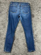 FRAME Womens 29 Le High Skinny Jeans Copa Wash Split Hem Blue Denim USA
