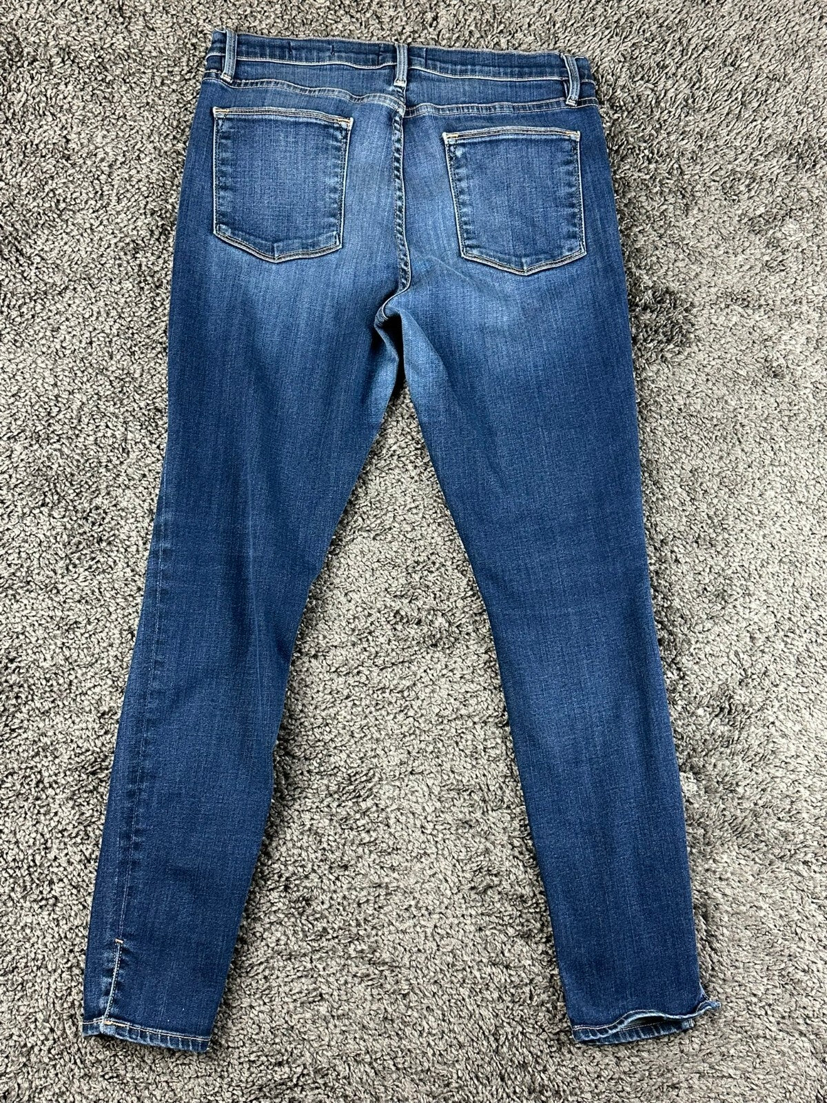 FRAME Womens 29 Le High Skinny Jeans Copa Wash Split Hem Blue Denim USA