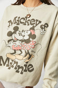 Junk Food Sweatshirt Womens S Mickey Minnie Disney Graphic Pullover Beige