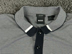 BOSS Hugo Boss Parlay 192 Mercerized Polo Shirt Men Gray Black Micro Pattern M