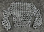 Morgan De Toi Odesir Blouse Black White Geometric Wrap Long Sleeve Top Sz XS 34
