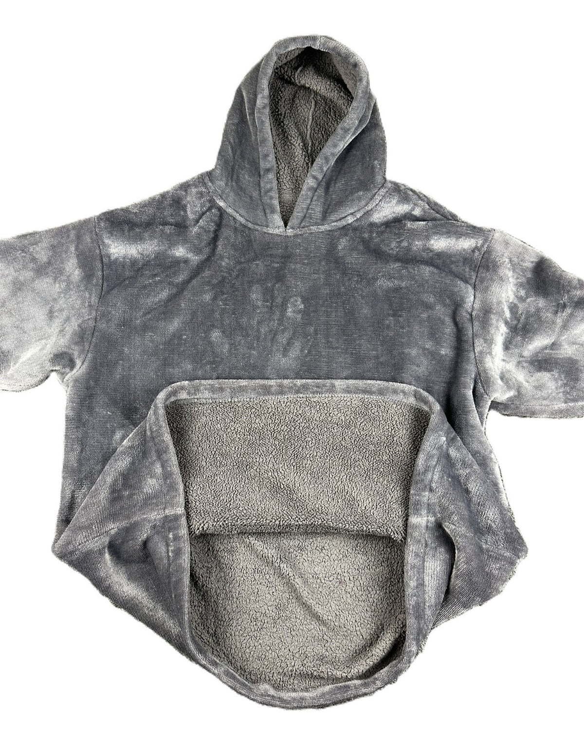 Redess Oversized Wearable Blanket Hoodie Grey Sherpa Lined Fleece Pullover OS