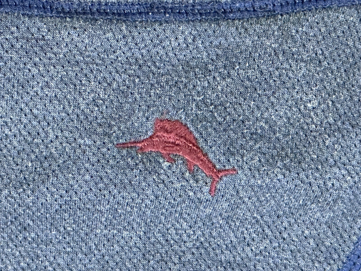 Tommy Bahama Quarter Zip Pullover Mens XL Reversible Blue Burgundy Marlin