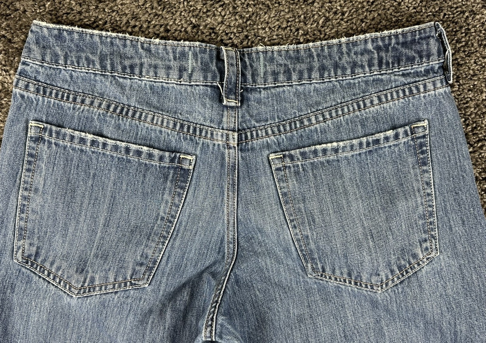Hollister Low-Rise Super Baggy Jeans Womens Distressed Wide Leg Blue Y2K 10R W30